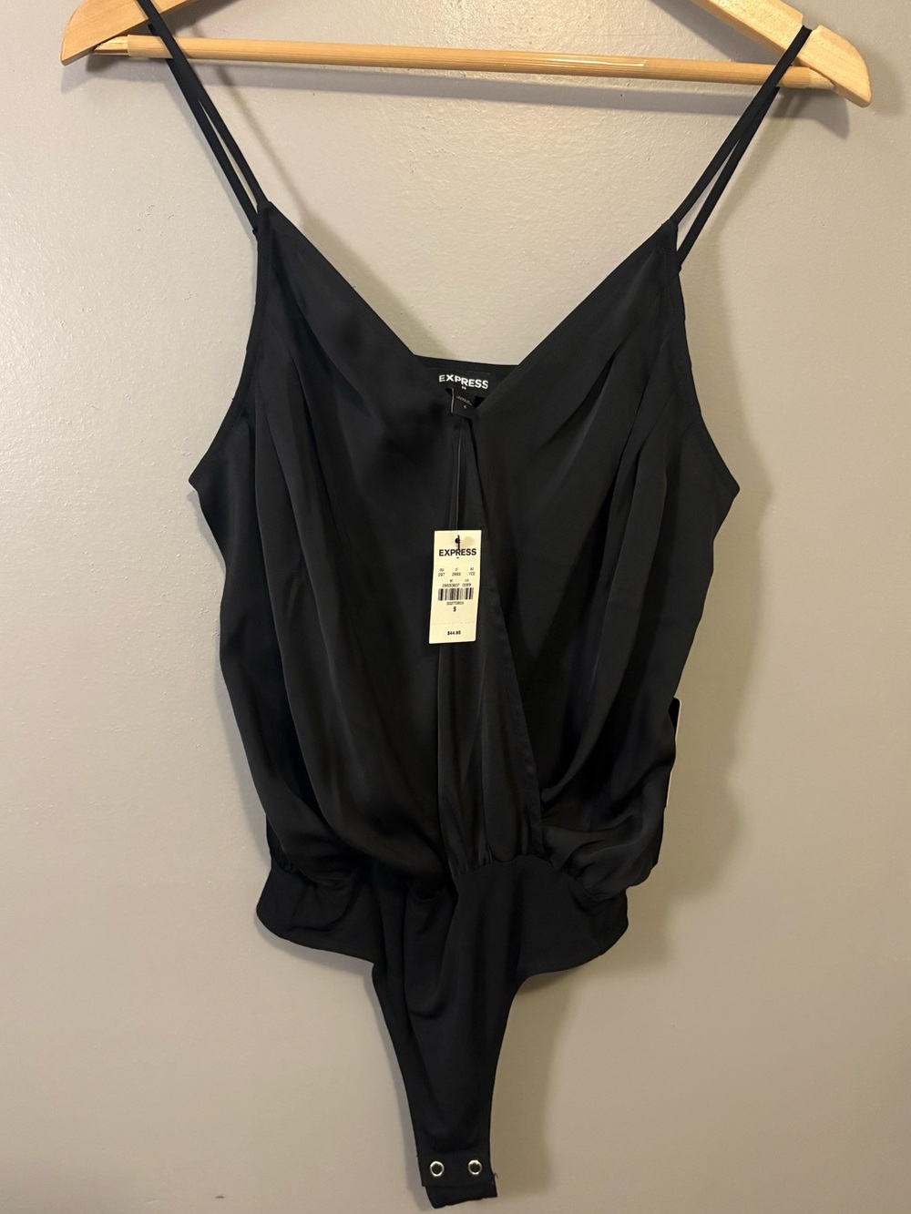 Express Black Draped V-Neck Bodysuit Small